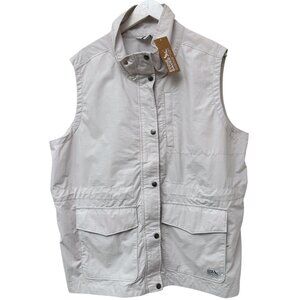 EDDIE BAUER Trekker Utility Vest Womens Size 2XL Beige Hiking Safari Jacket NWT